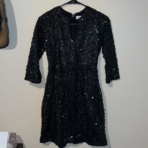 Abercrombie black sequin dress long sleeve